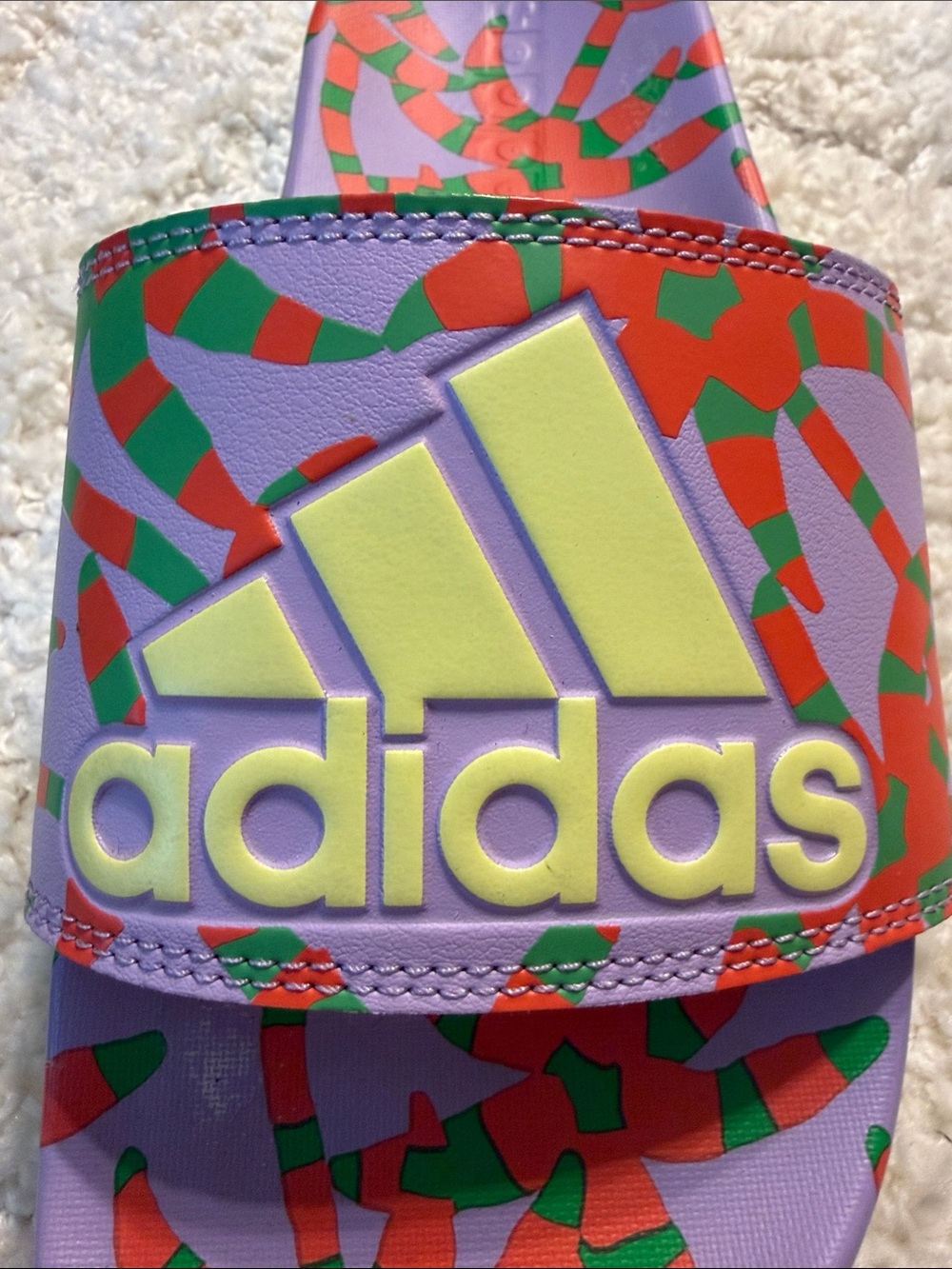 adidas Women’s FARM RIO Purple, Orange, Green Multi Athletic Slide Sandals - Picture 2 of 5